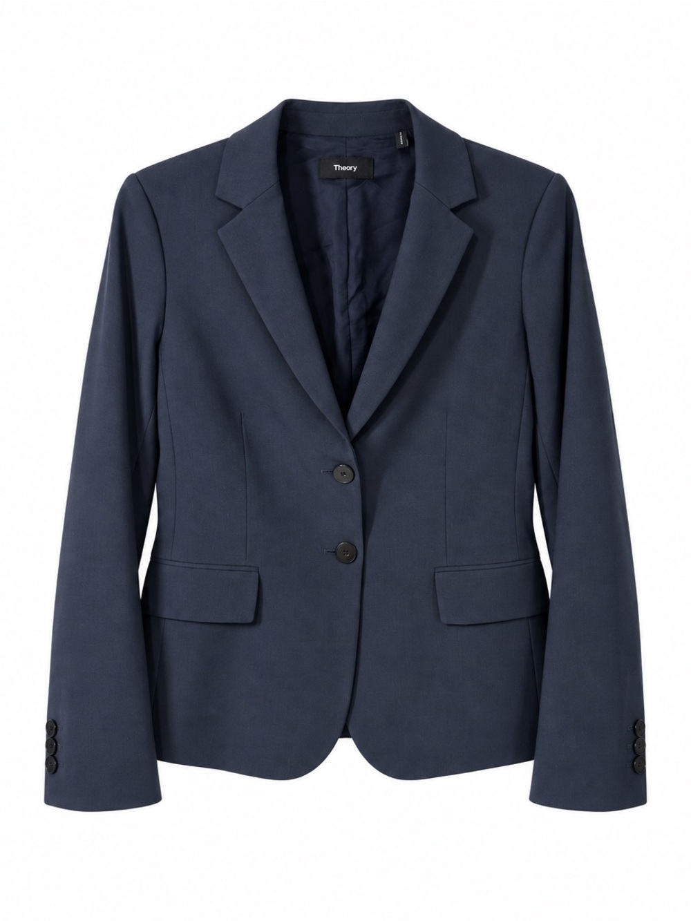 Theory Carissa Navy Stretch Wool Tailored Blazer Jacket Size 8